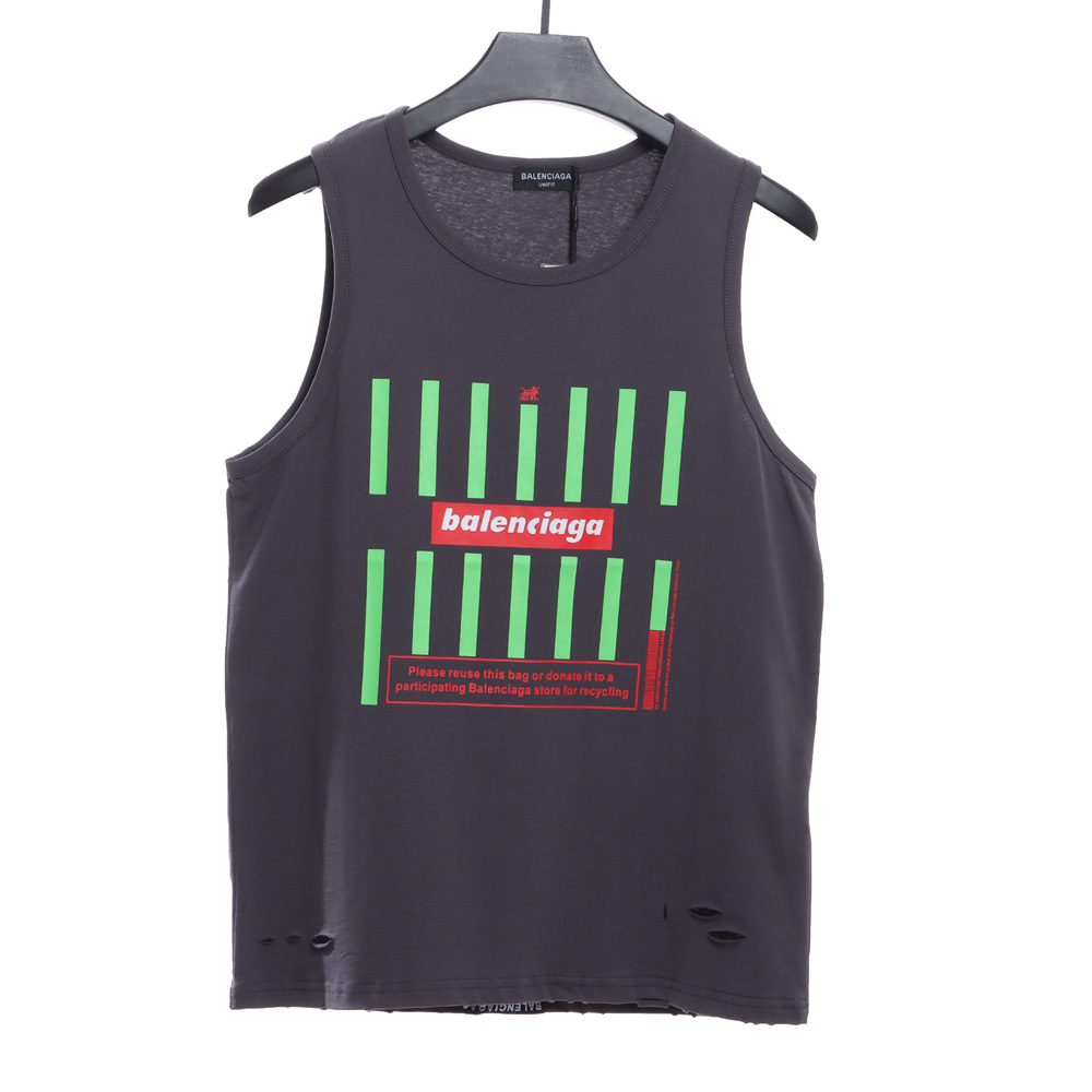 Ba*len*cia*ga barcode ripped vest