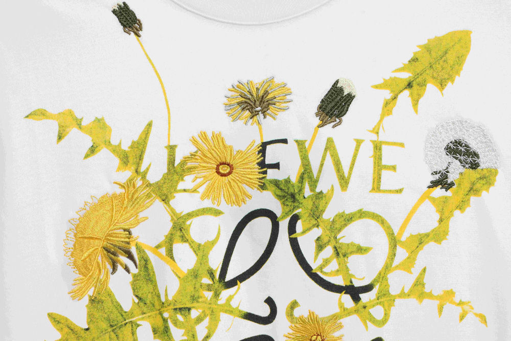 L0ew* floral embroidery short sleeves