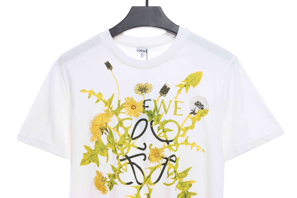 L0ew* floral embroidery short sleeves