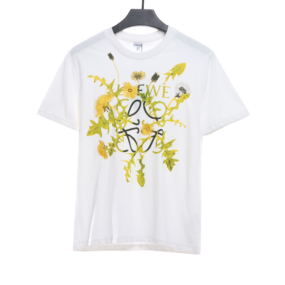 L0ew* floral embroidery short sleeves