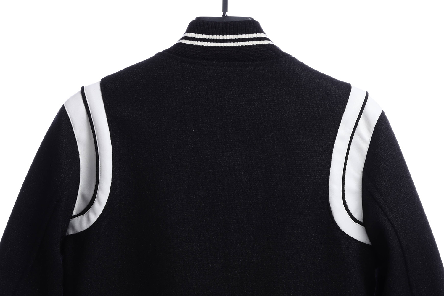 Sa**t Lau*nt paris slp classic leather black and white baseball collar jacket