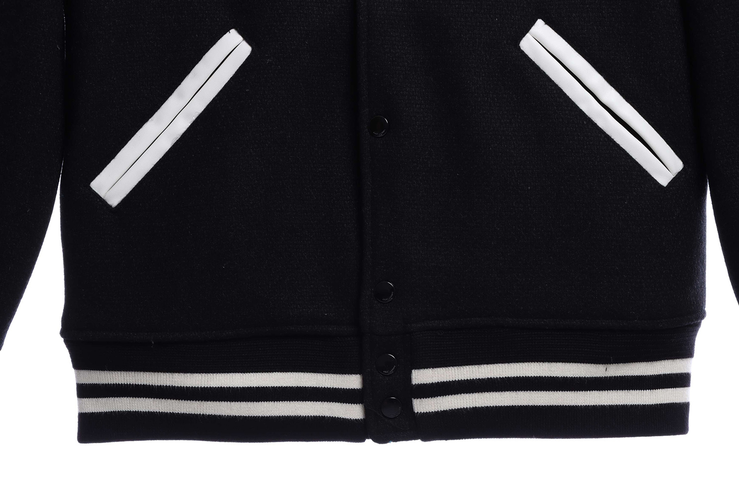 Sa**t Lau*nt paris slp classic leather black and white baseball collar jacket