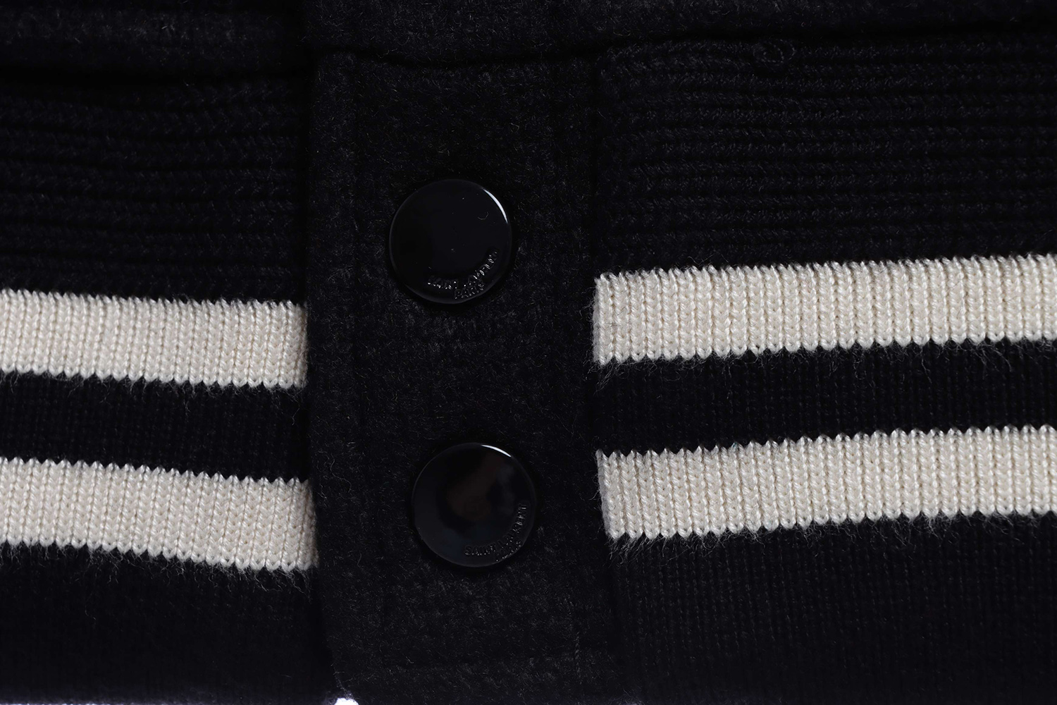 Sa**t Lau*nt paris slp classic leather black and white baseball collar jacket