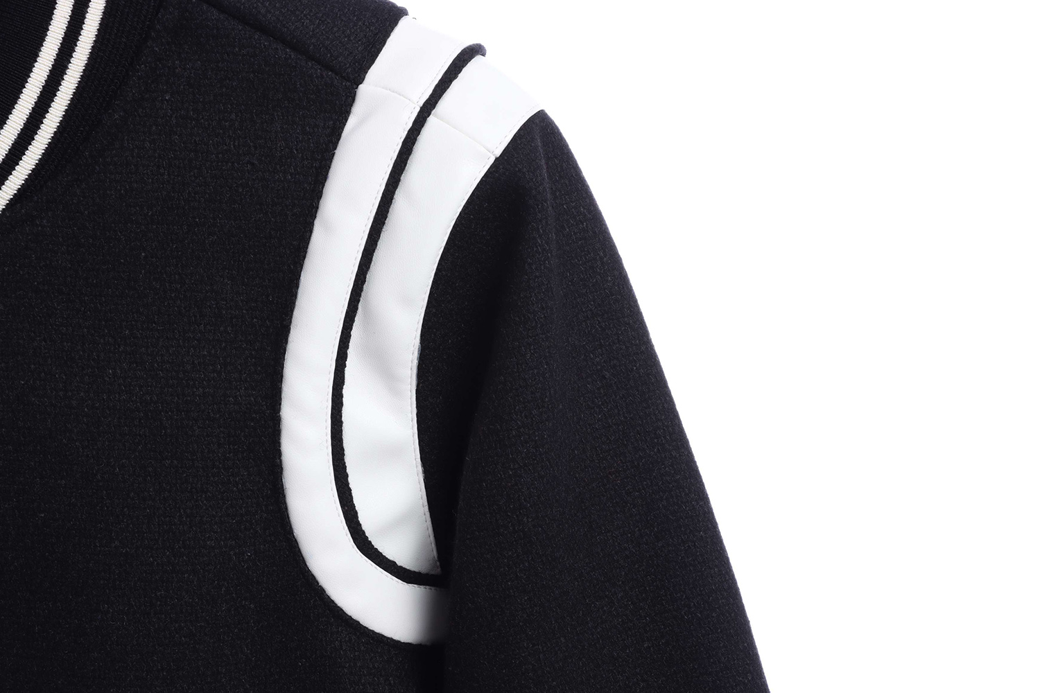 Sa**t Lau*nt paris slp classic leather black and white baseball collar jacket