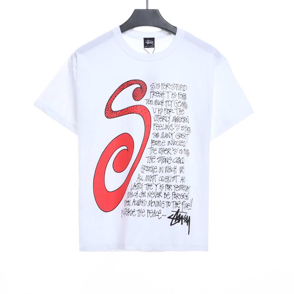 Stucey Mosquito Coil Pattern Handwritten Letter Short Sleeve_CM_1