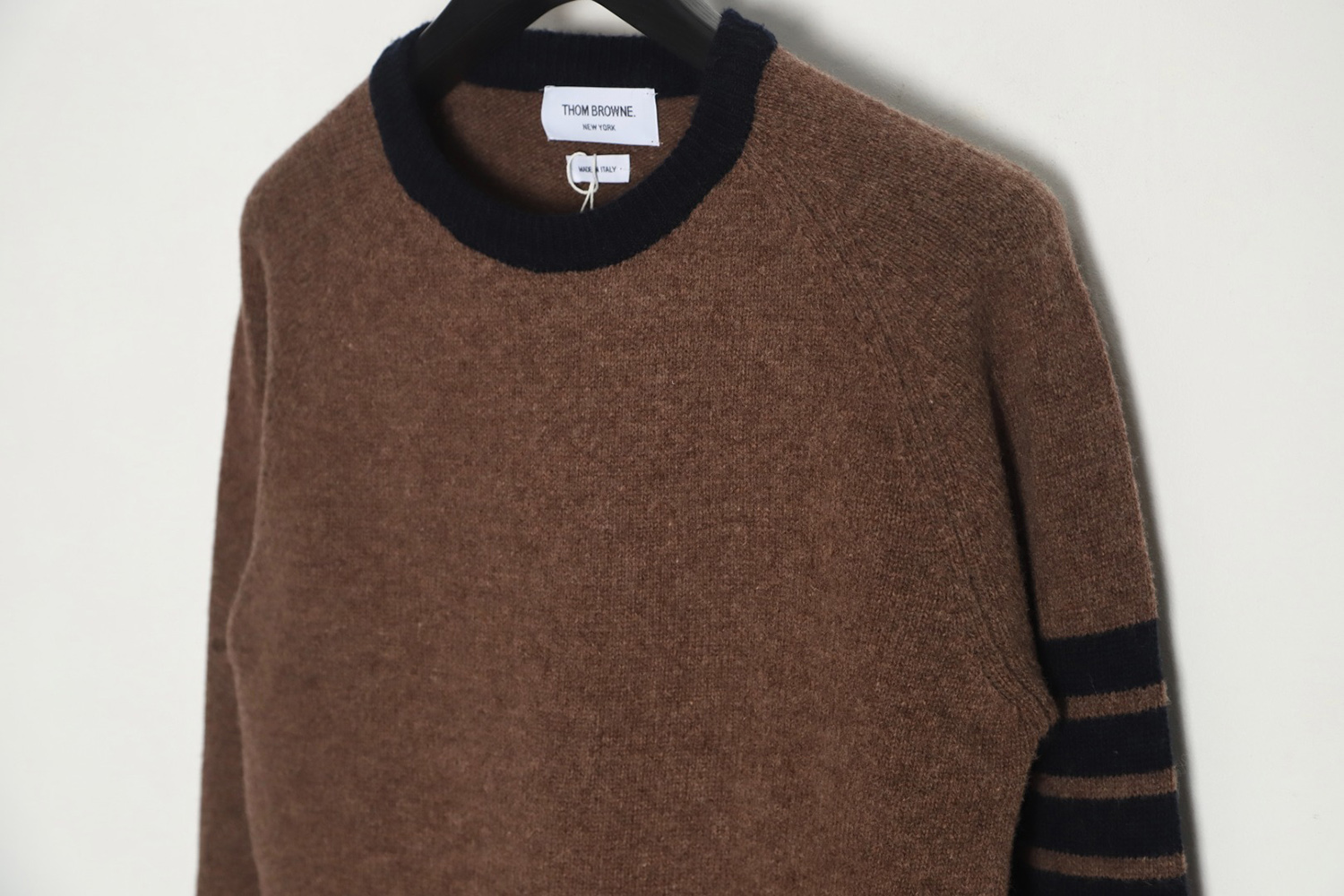 Thom Browne Color Block Wool Crew Neck Sweater
