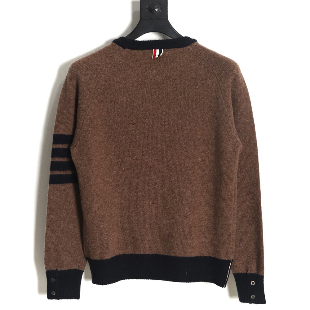 Thom Browne Color Block Wool Crew Neck Sweater