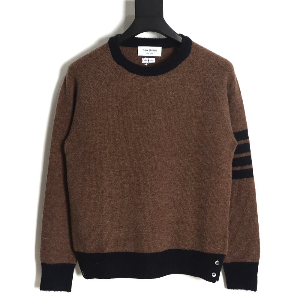 Thom Browne Color Block Wool Crew Neck Sweater