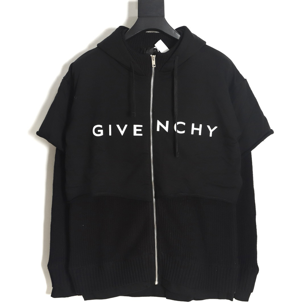 Givenchy heavy-tech knitted sweater patchwork jacket