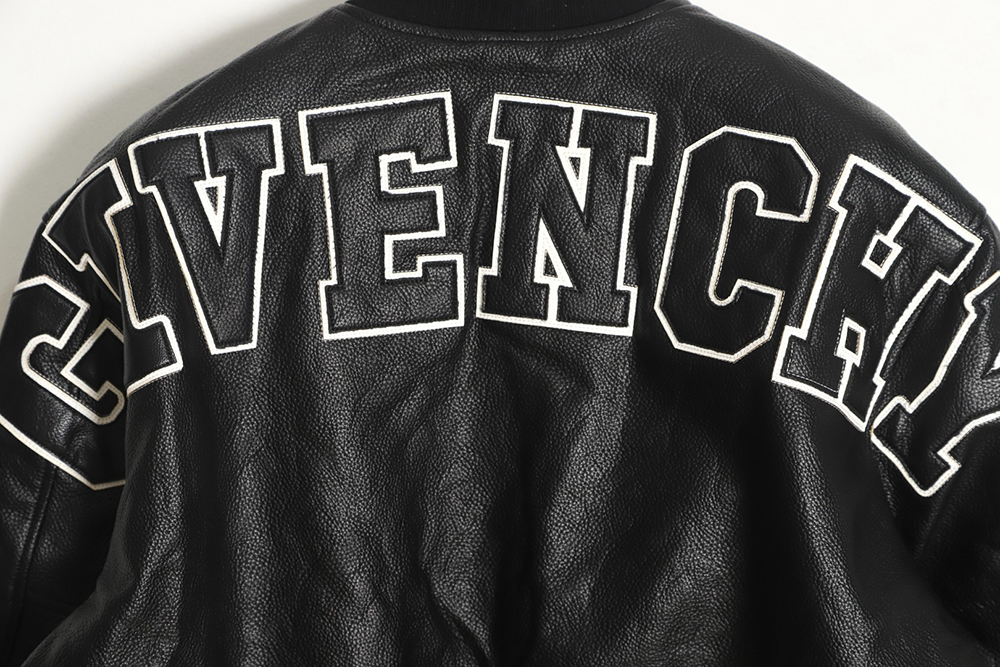 Givenchy 23FW patchwork leather baseball jacket