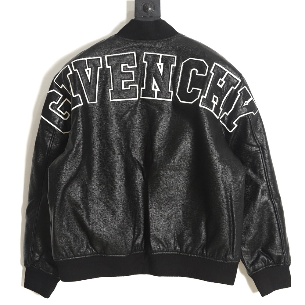 Givenchy 23FW patchwork leather baseball jacket