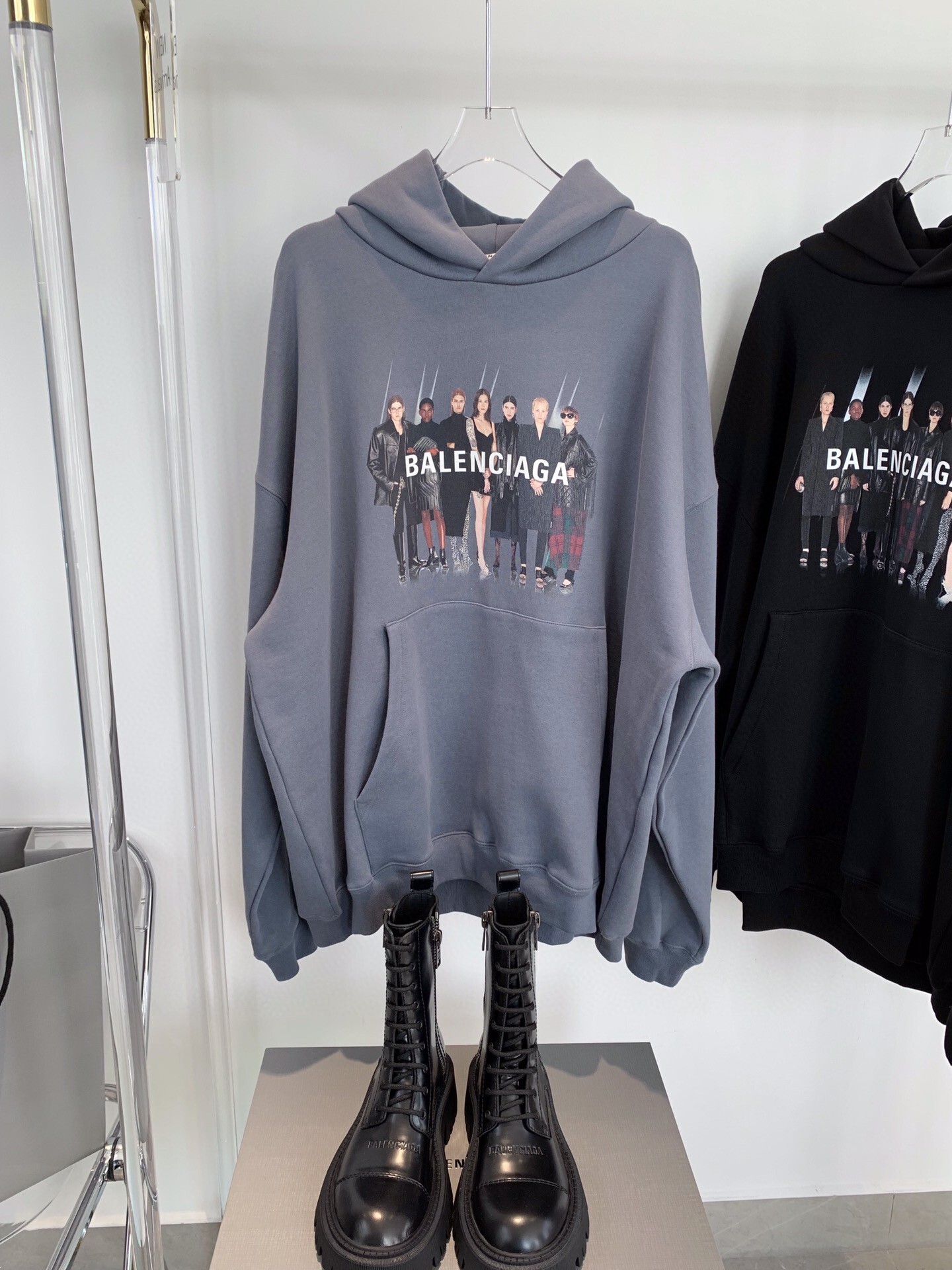 Ba*len*cia*ga portrait print hooded sweatshirt