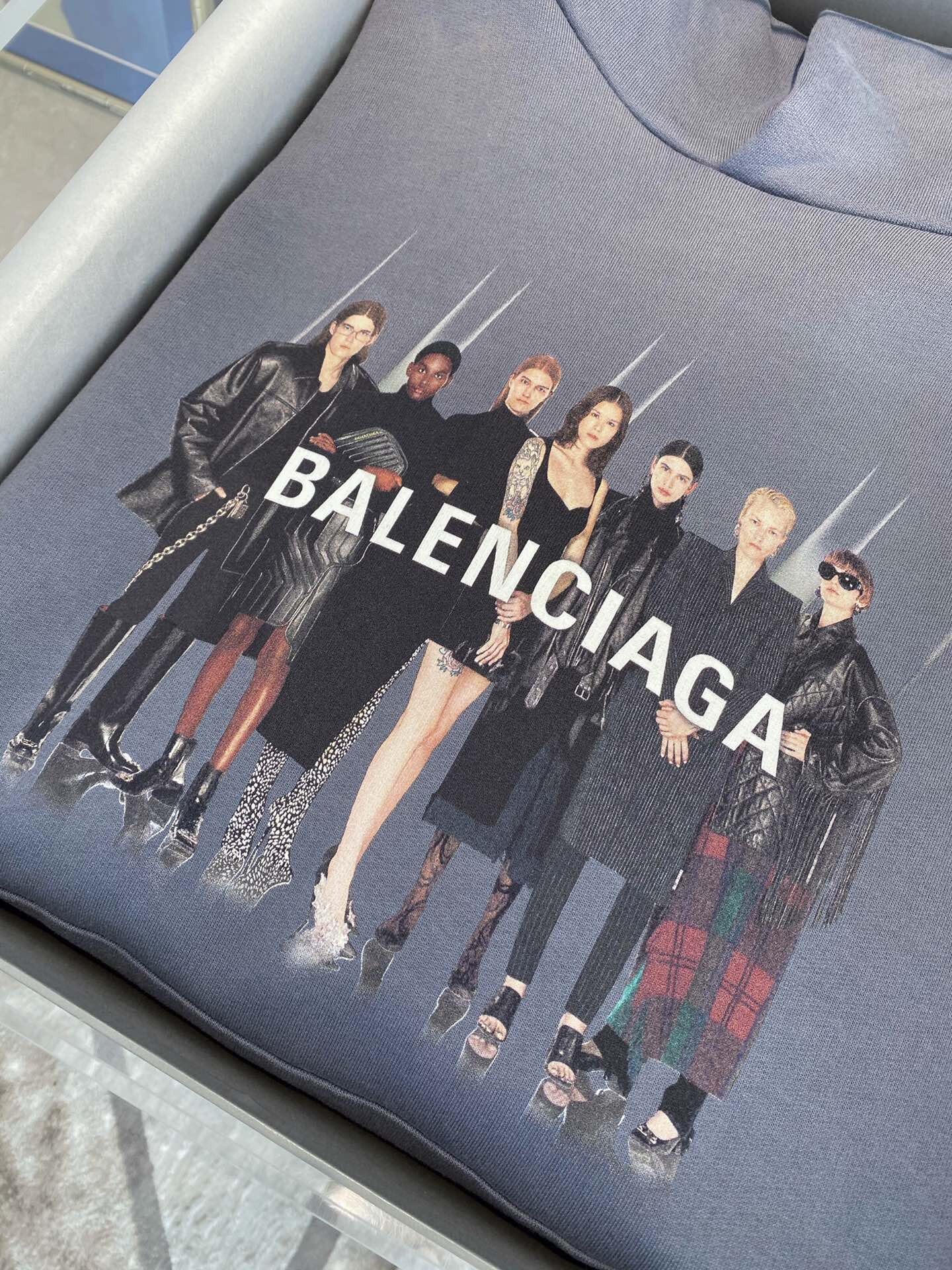 Ba*len*cia*ga portrait print hooded sweatshirt