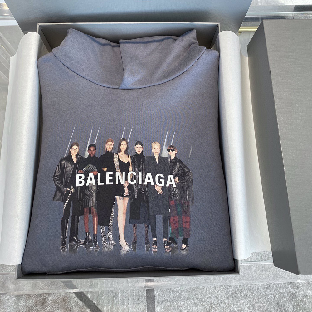 Ba*len*cia*ga portrait print hooded sweatshirt