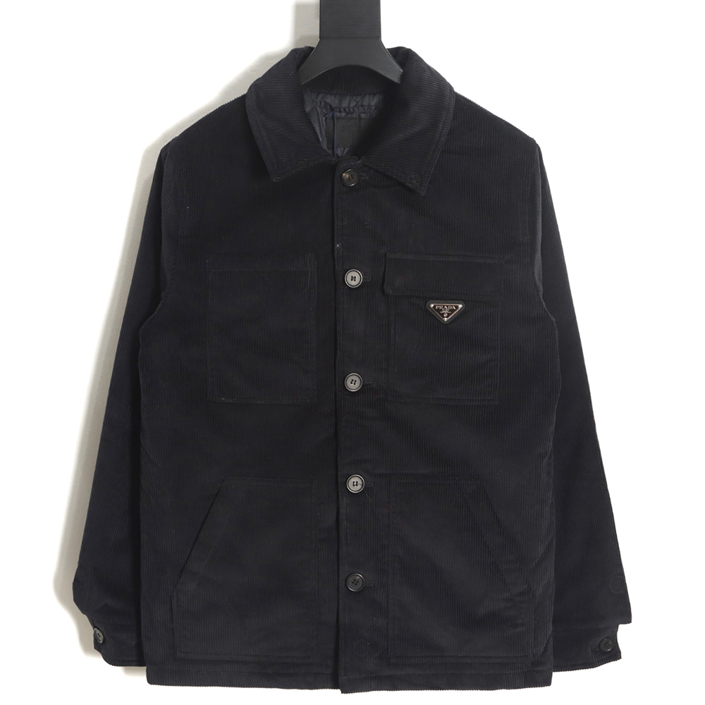 Pra*a 23fw pocket corduroy long-sleeved shirt jacket navy blue