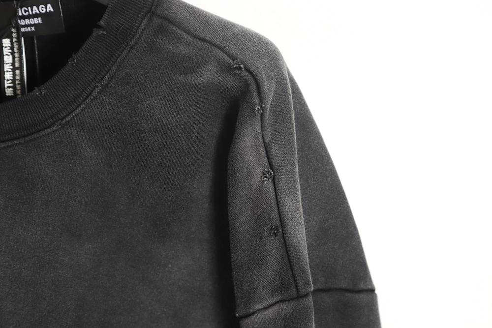 Ba*len*cia*ga gradient washed destroyed hand-painted cursive lettering crew neck sweatshirt