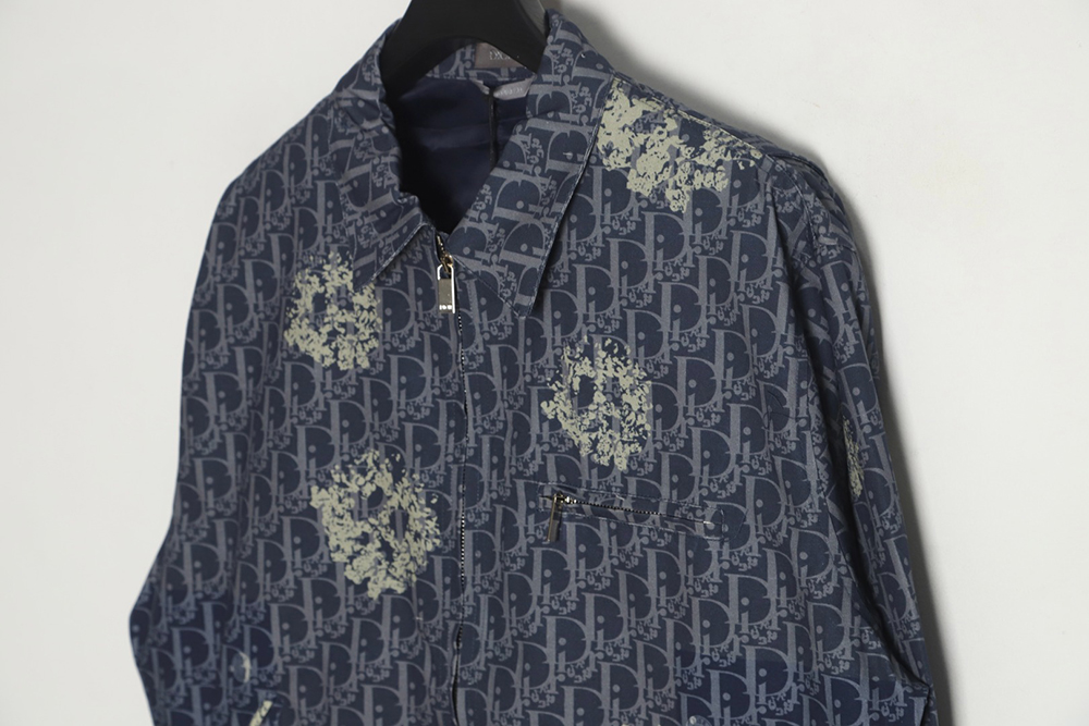 D*or 23ss new full printed old flower zipper jacket