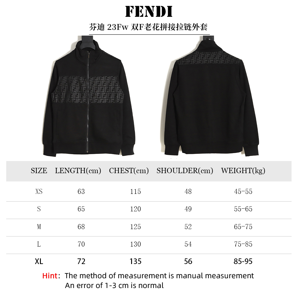 F**di 23fw double f presbyopic patchwork zipper jacket