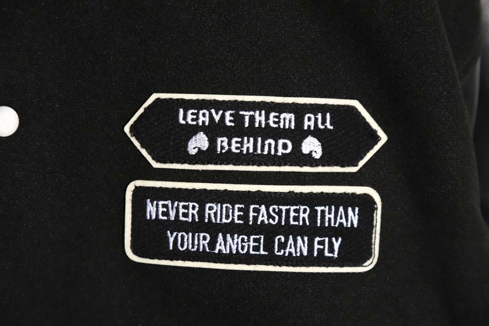 Representative Black 5 Limited Bulldog Embroidered Jacket High Street Leather Sleeves Spliced Baseball uniform