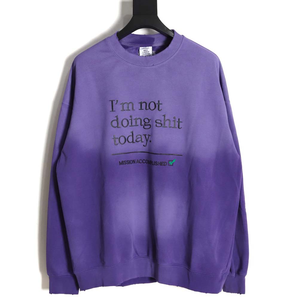 Vetements Weitemeng 23SS Tie-dye gradient wash vintage round neck sweater