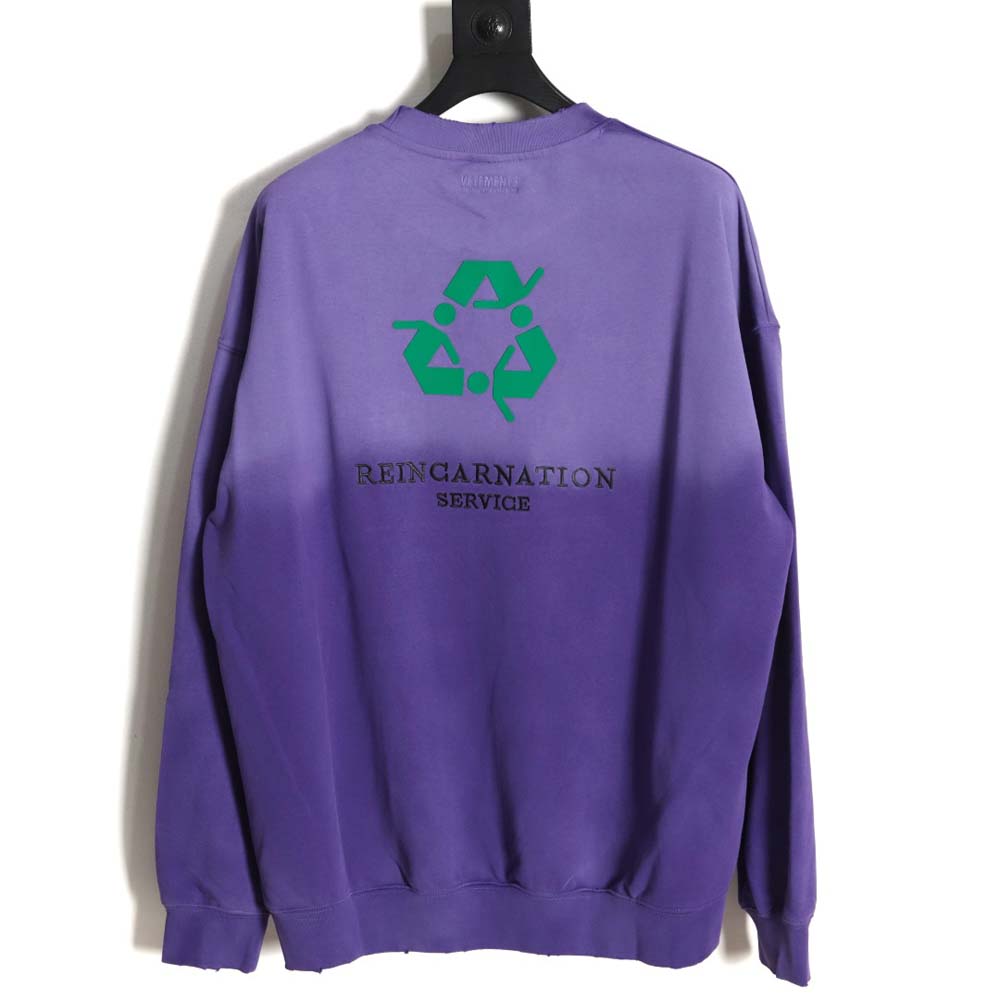 Vetements Weitemeng 23SS Tie-dye gradient wash vintage round neck sweater