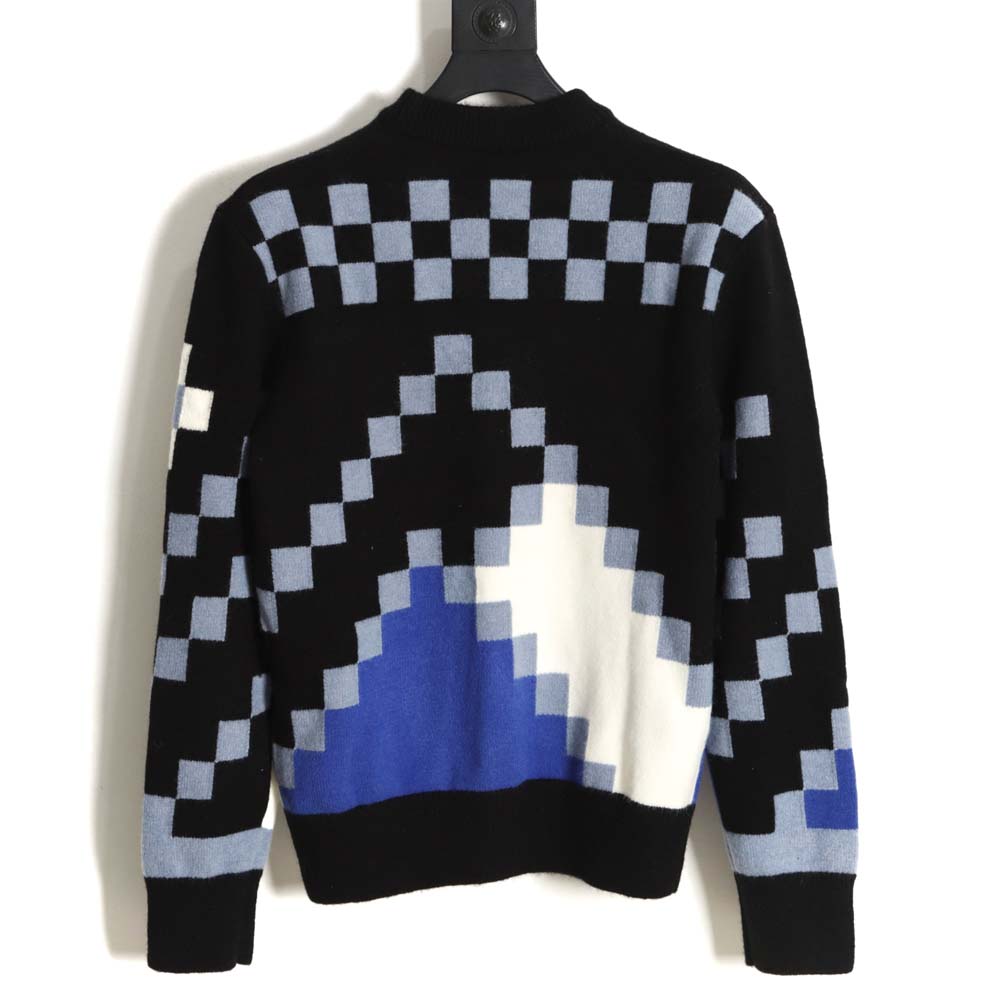 l0*is V*t0n lv l0*is V*t0n 23fw plaid mosaic crew neck sweater