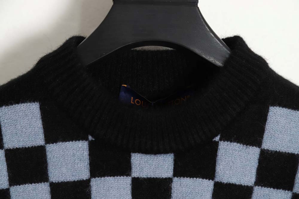 l0*is V*t0n lv l0*is V*t0n 23fw plaid mosaic crew neck sweater