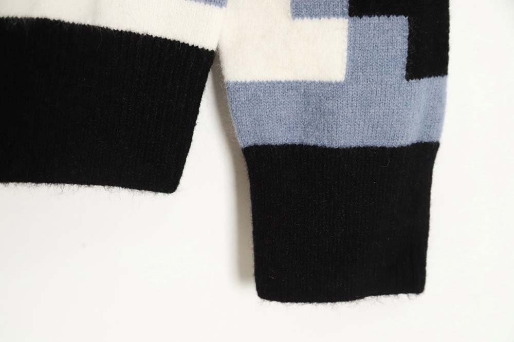 l0*is V*t0n lv l0*is V*t0n 23fw plaid mosaic crew neck sweater