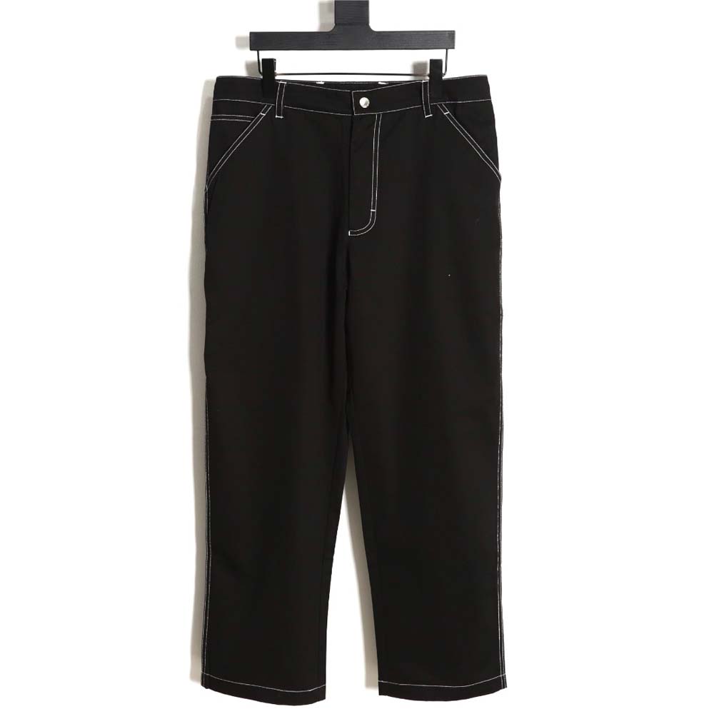 Pra*a prd 23fw contrast topstitched stretch wide-leg trousers