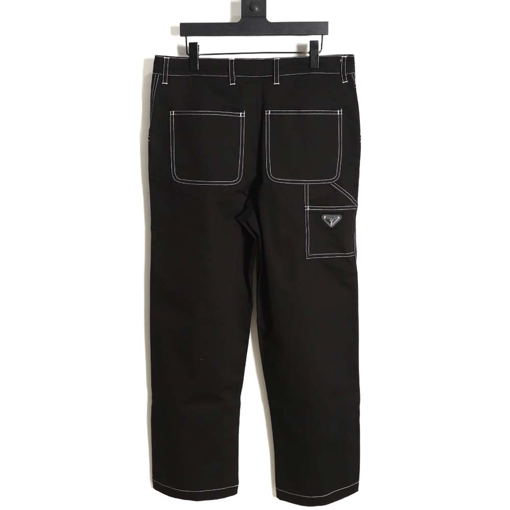 Pra*a prd 23fw contrast topstitched stretch wide-leg trousers