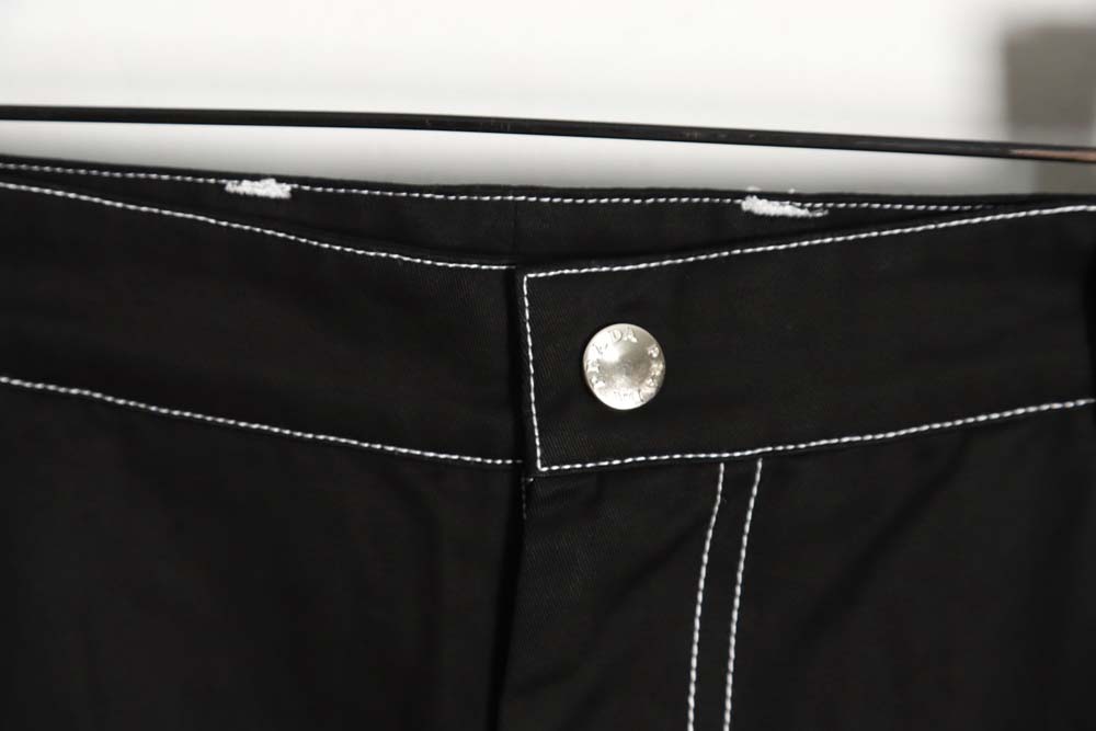 Pra*a prd 23fw contrast topstitched stretch wide-leg trousers