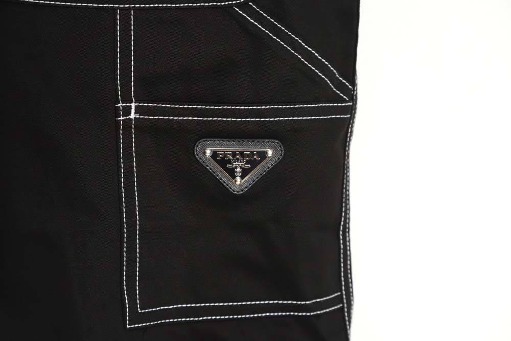 Pra*a prd 23fw contrast topstitched stretch wide-leg trousers