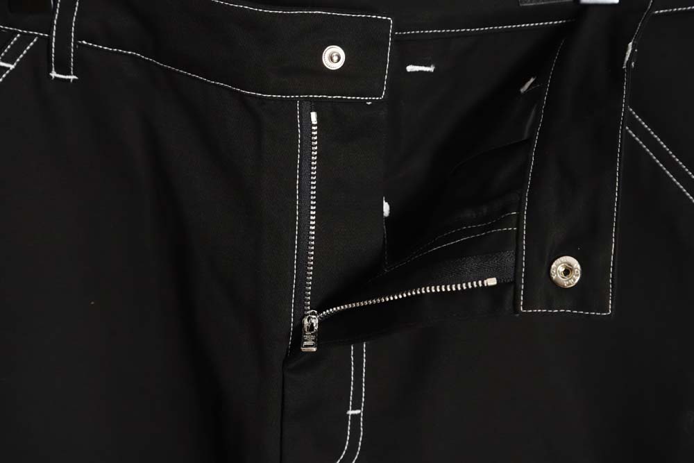 Pra*a prd 23fw contrast topstitched stretch wide-leg trousers