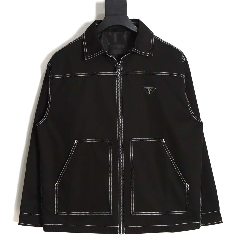 Pra*a prd 23fw contrast topstitch canvas jacket