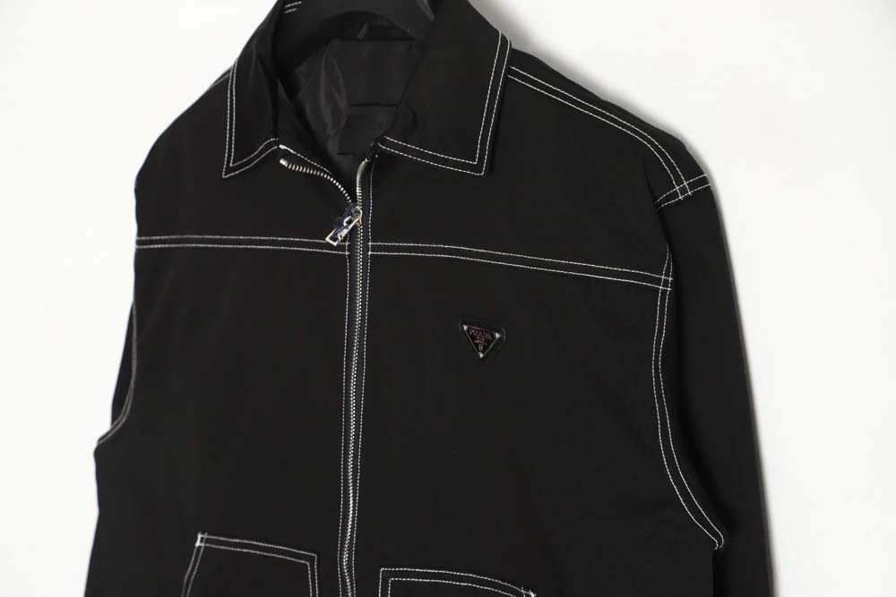 Pra*a prd 23fw contrast topstitch canvas jacket