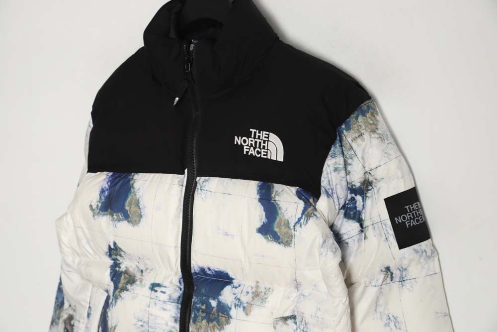 the nor*h f**e t*f nor*h f**e nuptse 1996 large plaid earth print down jacket