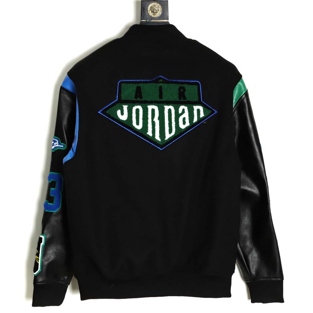 Air Jordan 21Fw co-branded terry embroidered logo baseball jacket