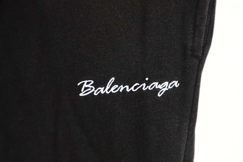 Ba*len*cia*ga 23fw signature logo embroidered vintage washed ripped trousers