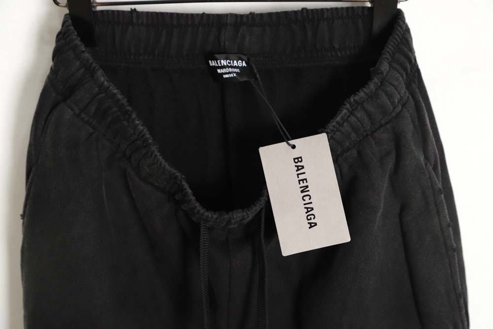 Ba*len*cia*ga 23fw signature logo embroidered vintage washed ripped trousers