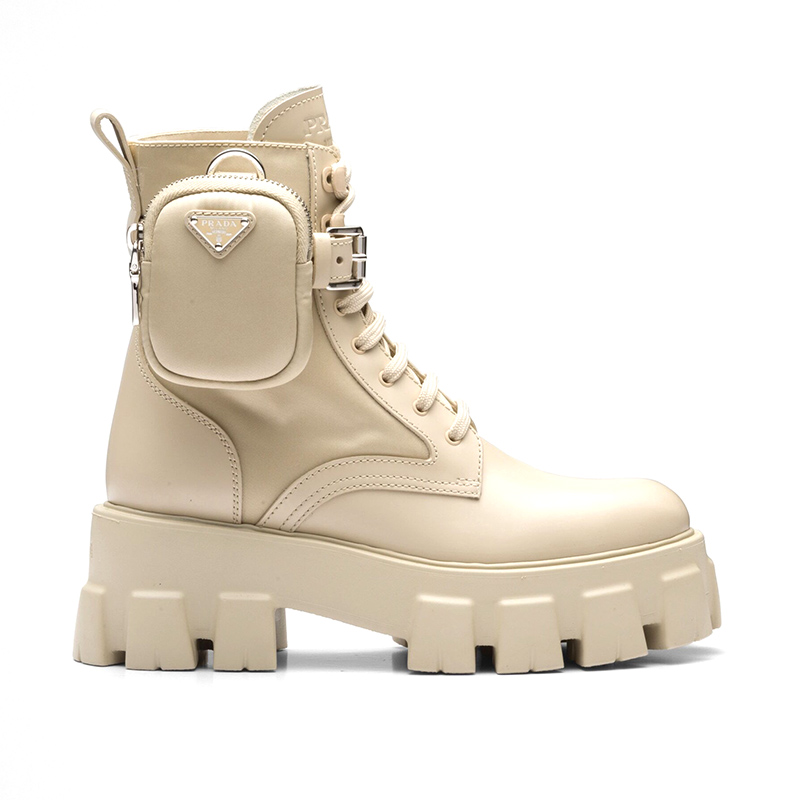 Pra*a monolith leather and re-nylon boots with pouch