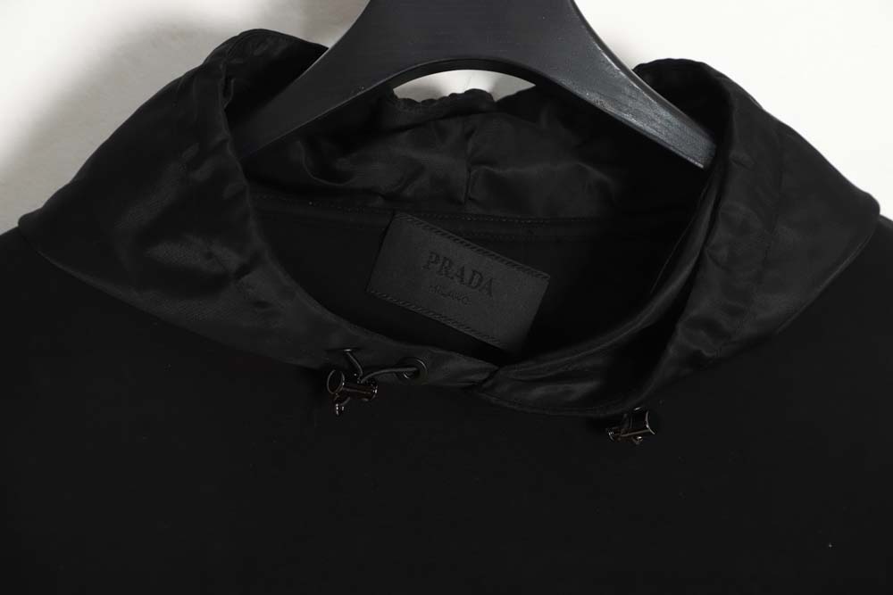 Pra*a 22fw nylon patchwork triangle logo hooded sweatshirt