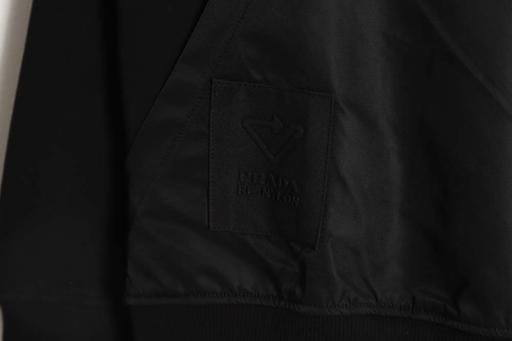 Pra*a 22fw nylon patchwork triangle logo hooded sweatshirt