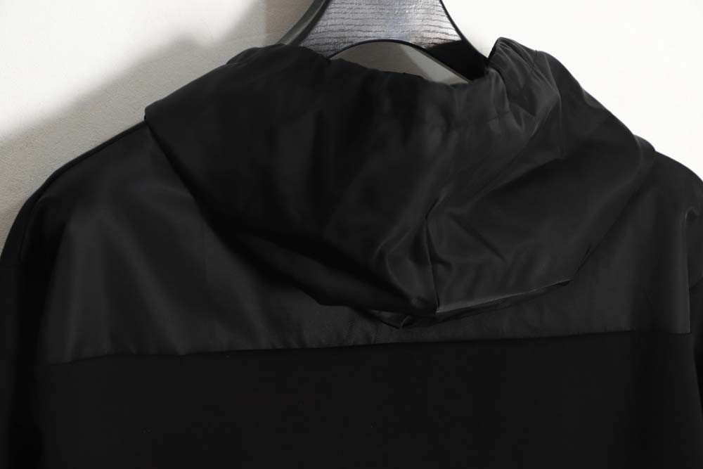 Pra*a 22fw nylon patchwork triangle logo hooded sweatshirt