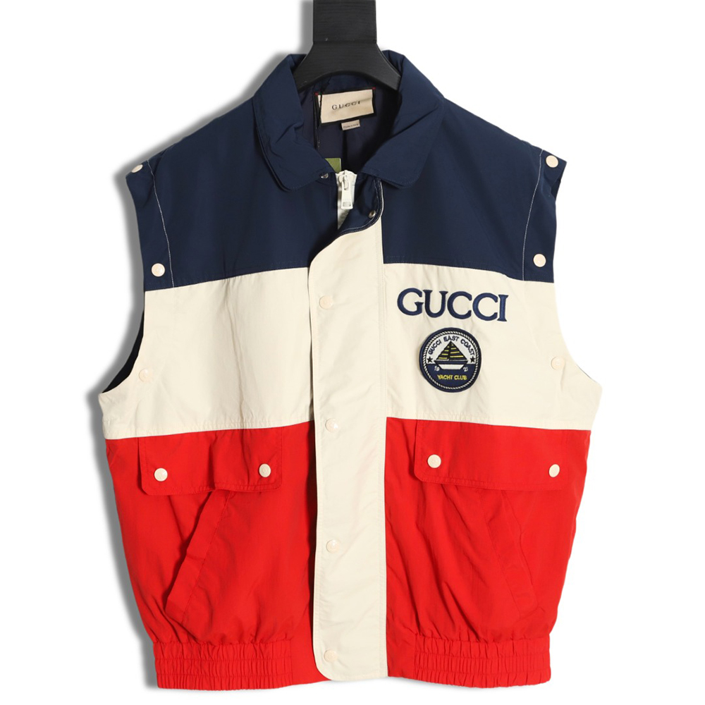G*u*i 2023 autumn and winter new style contrast color casual two-wear vest jacket