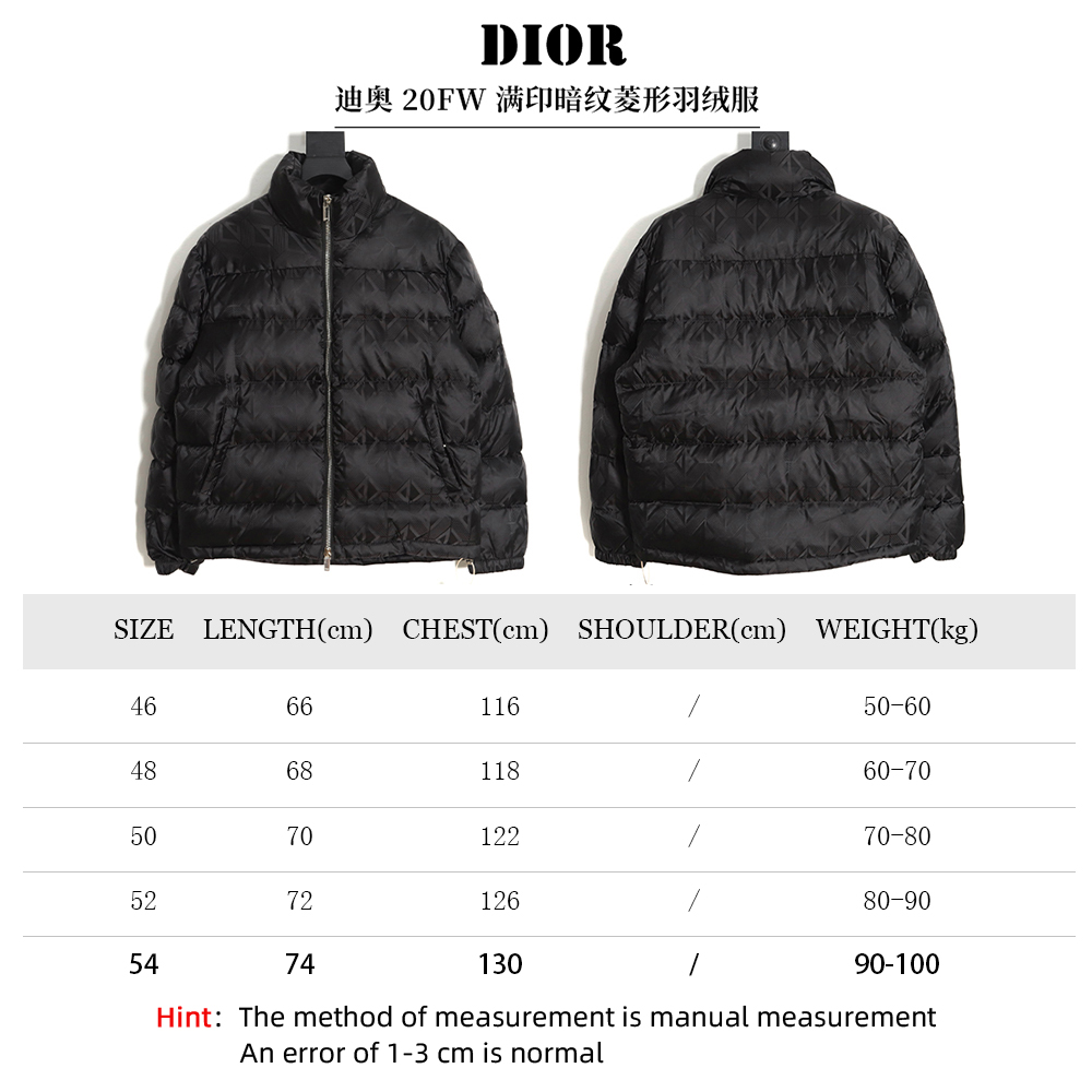 d*or 20fw all-over printed dark pattern Di*m*nd down jacket