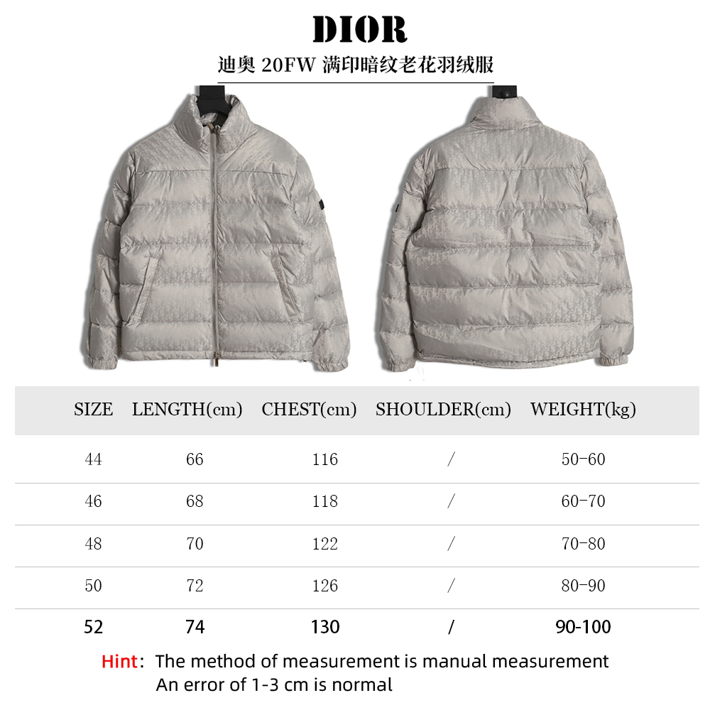 D*or 20fw all over printed dark pattern presbyopic down jacket