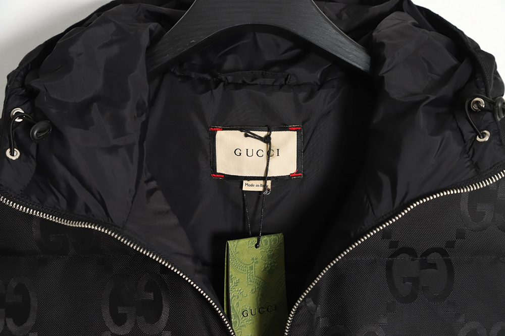 G*u*i 22fw dark pattern double g printed canvas hooded down vest