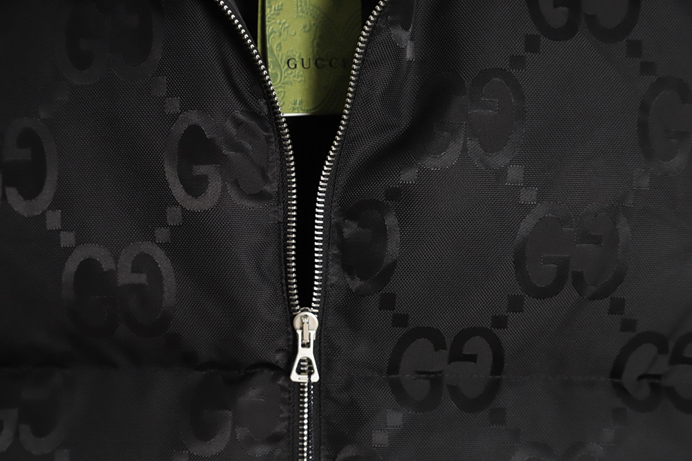 G*u*i 22fw dark pattern double g printed canvas hooded down vest