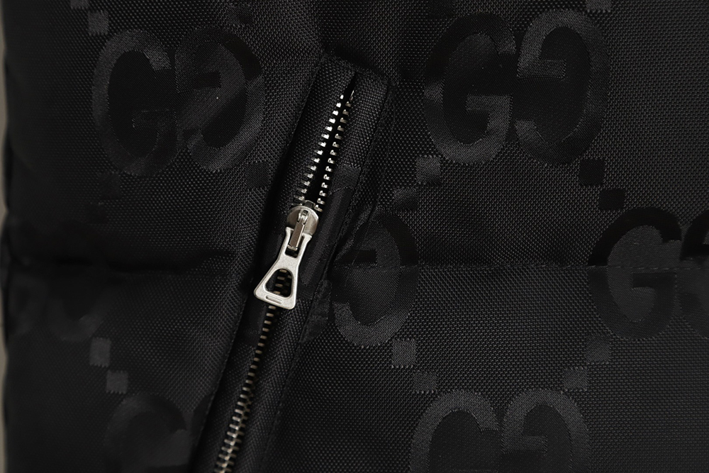 G*u*i 22fw dark pattern double g printed canvas hooded down vest