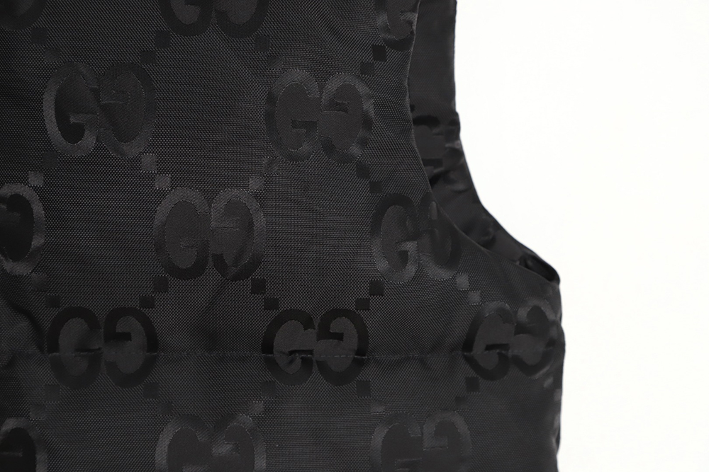 G*u*i 22fw dark pattern double g printed canvas hooded down vest
